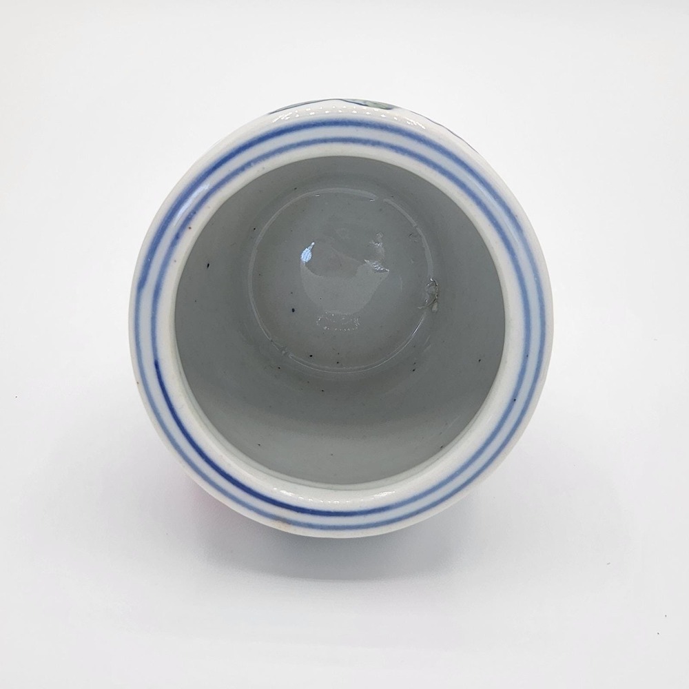 Vintage Very Small Chinese-style Porcelain Cabbage Rose Planter Vase Dish - Picture 6 of 6